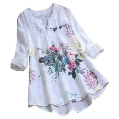 Beautiful Long Sleeve Blouses Women Floral Printing Tunic Home Shirts & Tops