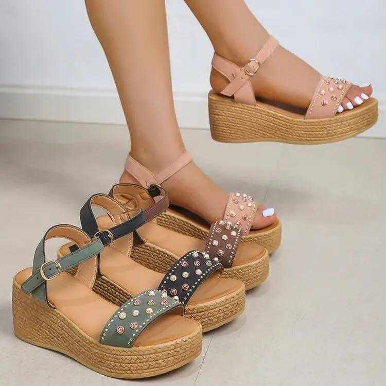 Chic Chic Women Sandals Buckle Wedge Home shoes