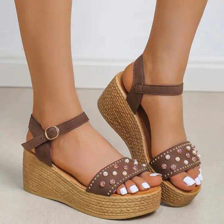 Chic Chic Women Sandals Buckle Wedge Home shoes