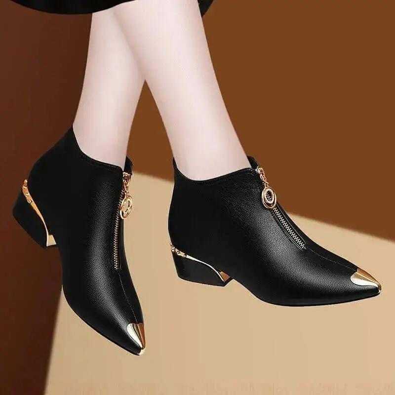 Chunky Heel Ankle Boots for Women with Thick Heel Home shoes