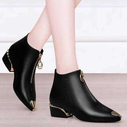 Chunky Heel Ankle Boots for Women with Thick Heel Home shoes