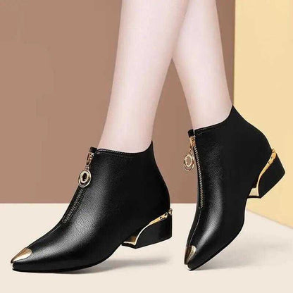 Chunky Heel Ankle Boots for Women with Thick Heel Home shoes