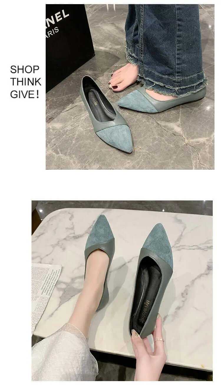 Comfortable Pointed Toe Suede Leather Flat Shoes Women Home shoes