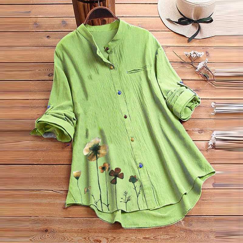 Cotton Linen Shirt for Women Long Sleeve Top Home women clothing