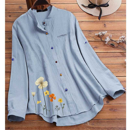 Cotton Linen Shirt for Women Long Sleeve Top Home women clothing