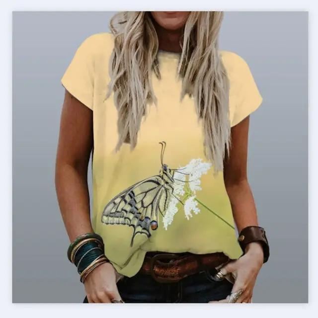 Everyday wear Fashion Ladies Butterfly T-Shirt Women