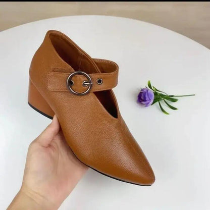 Women High Heels Soft Leather Pointed Shoes