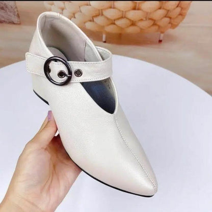 Women High Heels Soft Leather Pointed Shoes