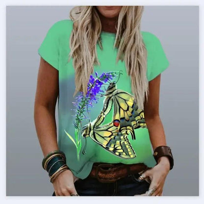 Everyday wear Fashion Ladies Butterfly T-Shirt Women