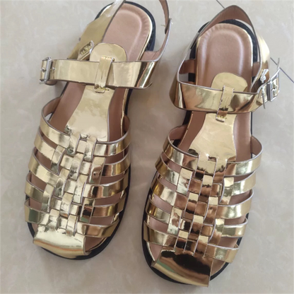 Vintage Fashion Temperament Gold Sandals For Women