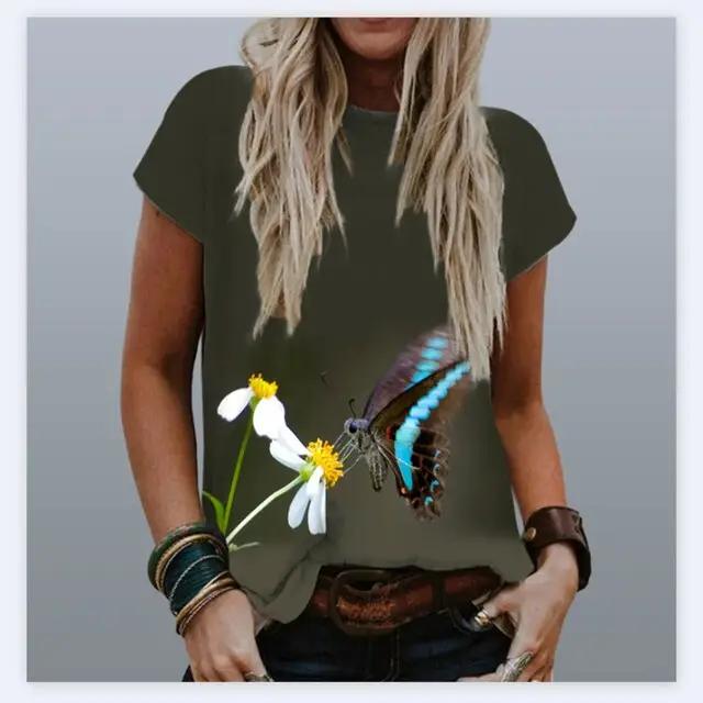 Everyday wear Fashion Ladies Butterfly T-Shirt Women