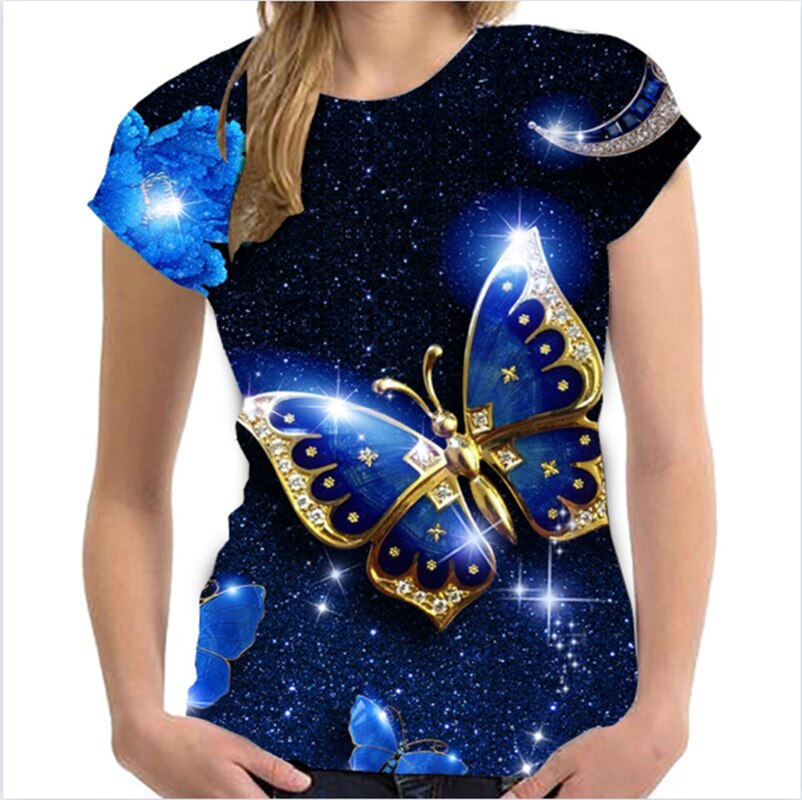 Everyday wear Fashion Ladies Butterfly T-Shirt Women