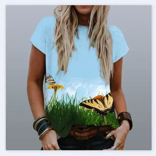 Everyday wear Fashion Ladies Butterfly T-Shirt Women