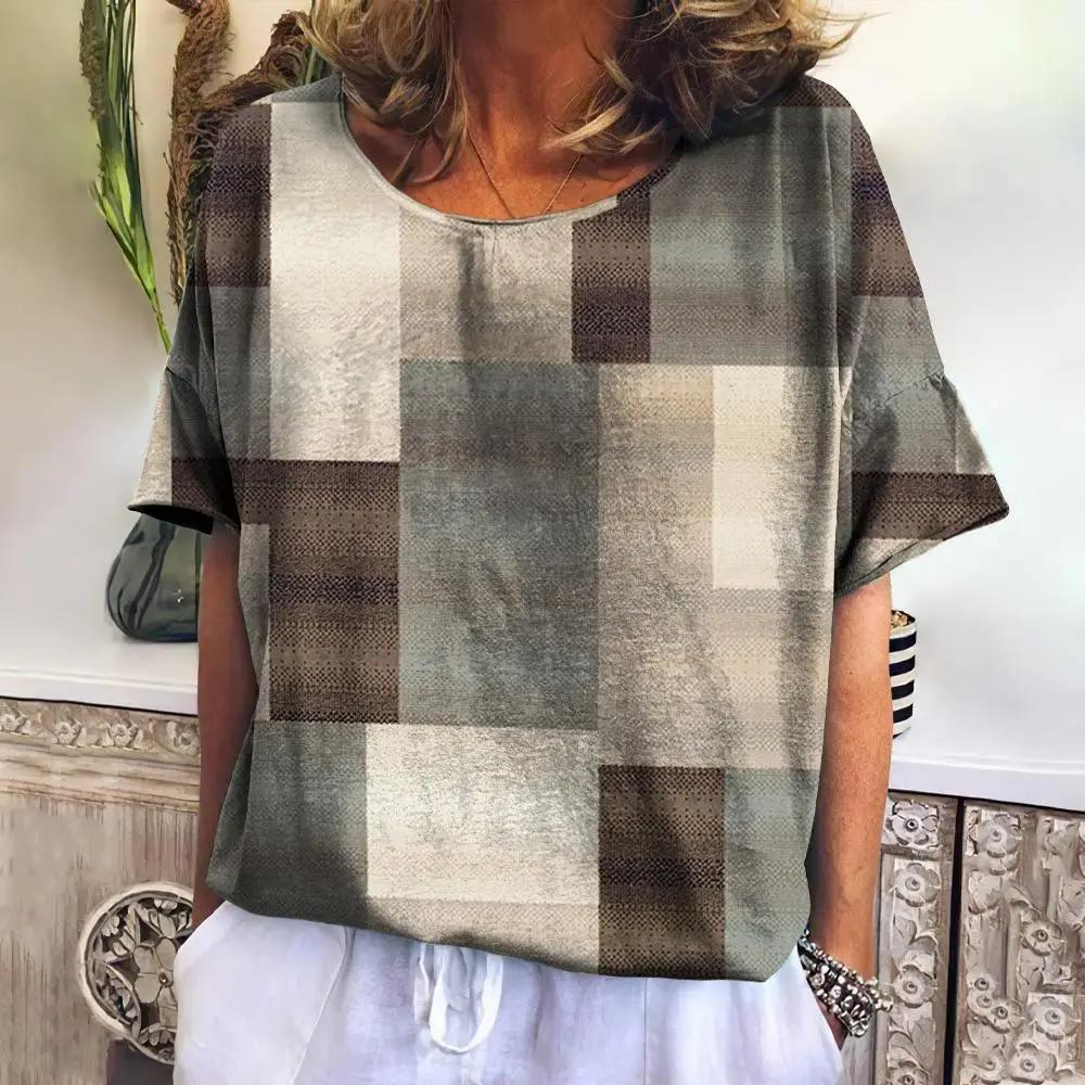 Plaid T Shirt For Women Casual Sweatshirt