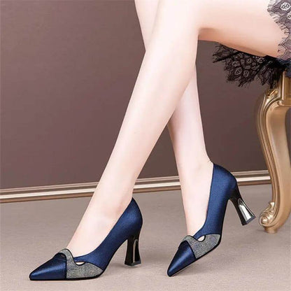 Women Classic Shining High Heel Shoes Blue