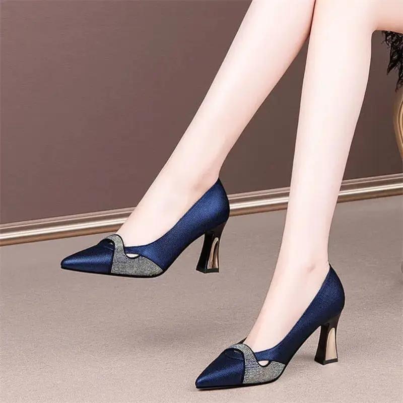Women Classic Shining High Heel Shoes Blue