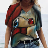 Women T-shirt Abstract Art Classic Fashion Casual Streetwear