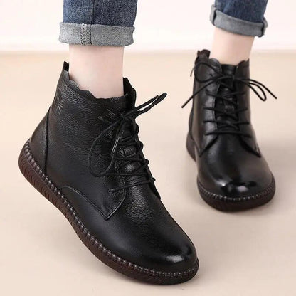 Soft Leather Boots Women's Shoes Ladies Short Plush Boots