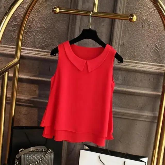 casual Sleeveless Shirt Women Double layer