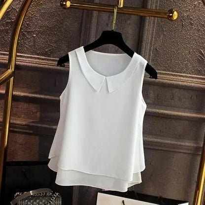 casual Sleeveless Shirt Women Double layer