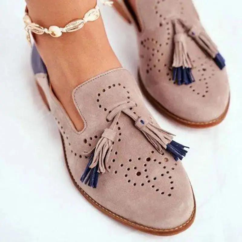 Flats Woman Round Toe Leather Loafers Lady Footwear