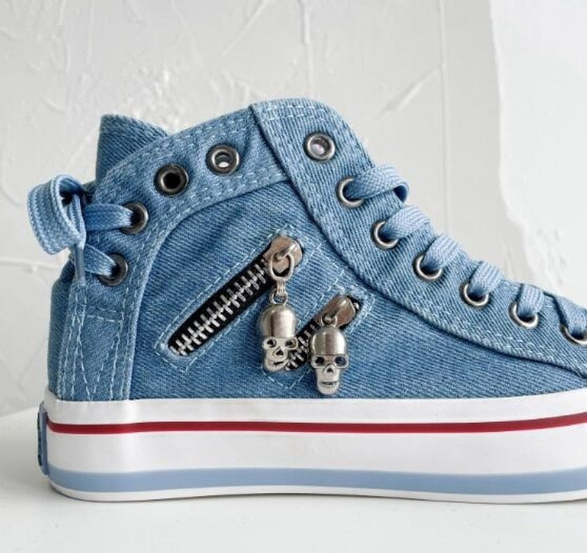 Denim Sneakers Women's High-top Comfortable Casual