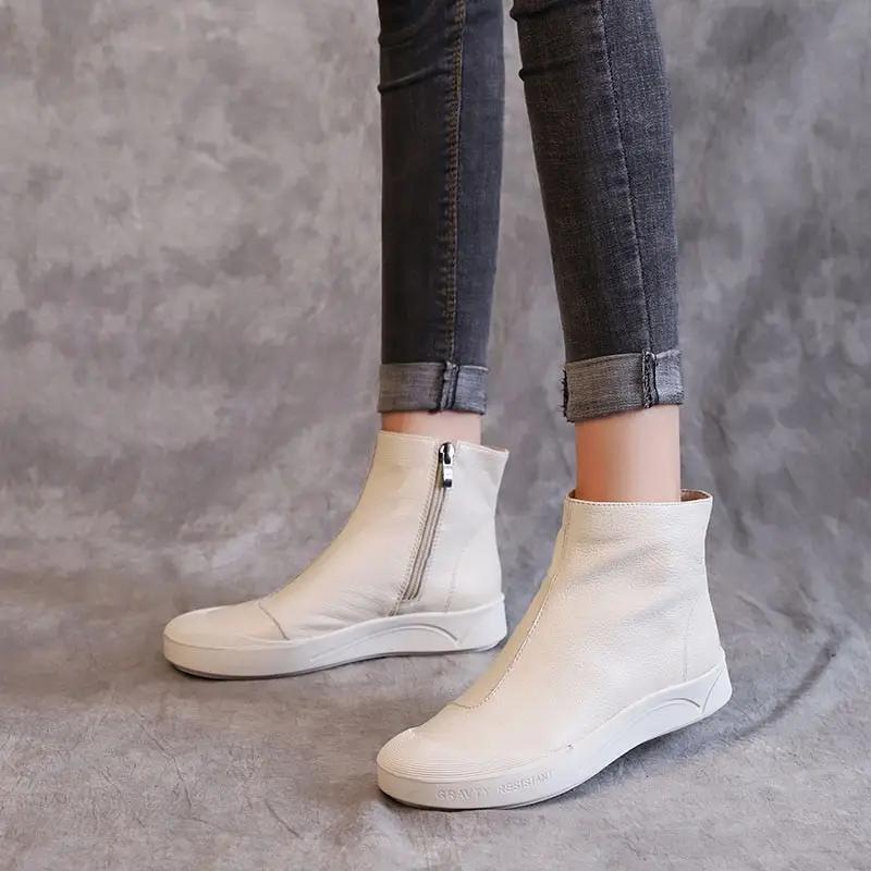 Genuine Soft Leather Ankle Boots Womens Comfortable