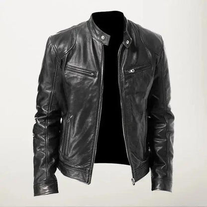 Fashion Men Vintage Cool Motorcycle Custom Leather Jacket