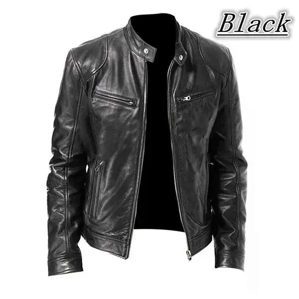 Fashion Men Vintage Cool Motorcycle Custom Leather Jacket