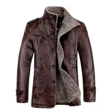 Men Coat Plush Faux Leather Winter Jacket for Daily Wear