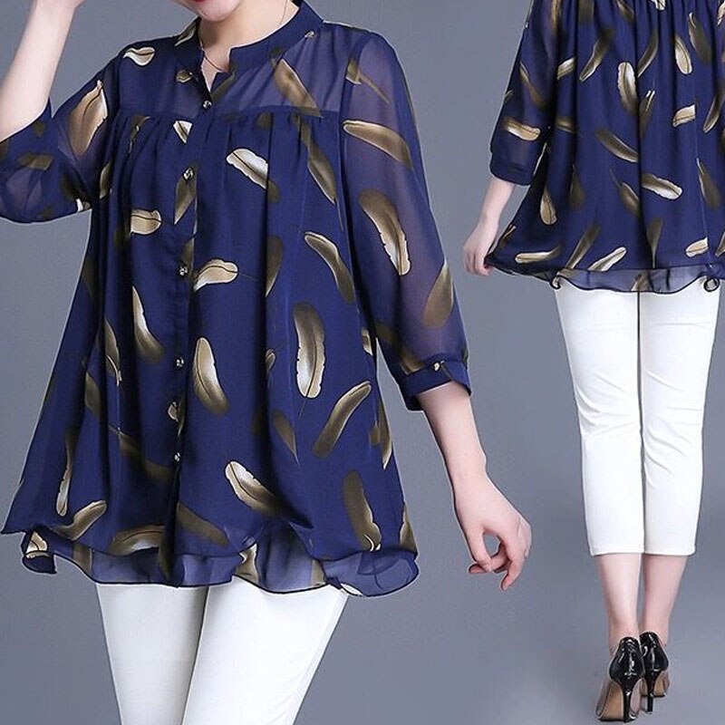 Women Casual Printed Chiffon Pullovers