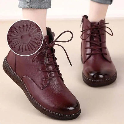 Soft Leather Boots Women's Shoes Ladies Short Plush Boots