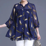 Women Casual Printed Chiffon Pullover Tops