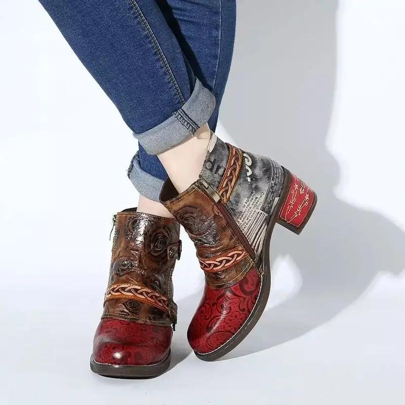 Fashion Vintage Ankle Boots for Women High Heels