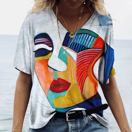 Women T-shirt Abstract Art Classic Fashion Casual Streetwear