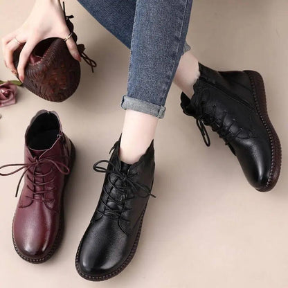 Soft Leather Boots Women's Shoes Ladies Short Plush Boots