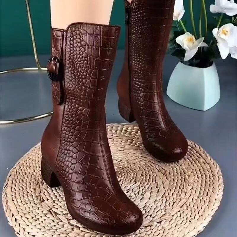 Soft Leather Boots British Style women shoes