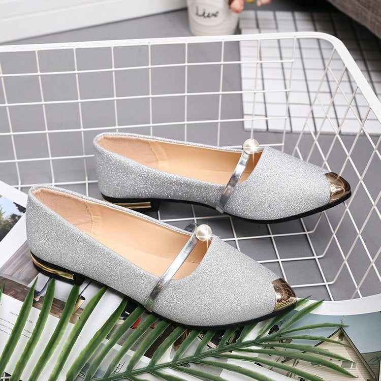 Women Elegant Pearl Shoes Low Heel outfit