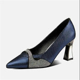 Women Classic Shining High Heel Shoes Blue