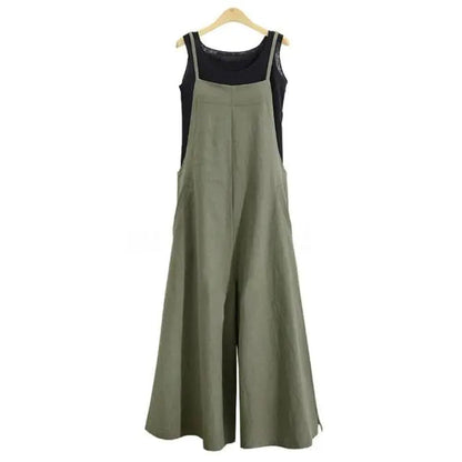 Sleeveless Long Jumpsuit Solid Color Women Sleeveless