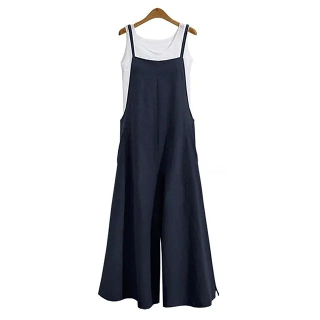Sleeveless Long Jumpsuit Solid Color Women Sleeveless