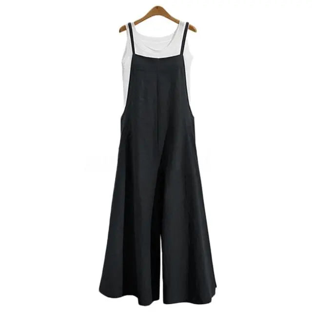 Sleeveless Long Jumpsuit Solid Color Women Sleeveless