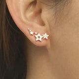 Hot Selling Simple Stylish Star Women Drop Earrings Shiny White Zircon