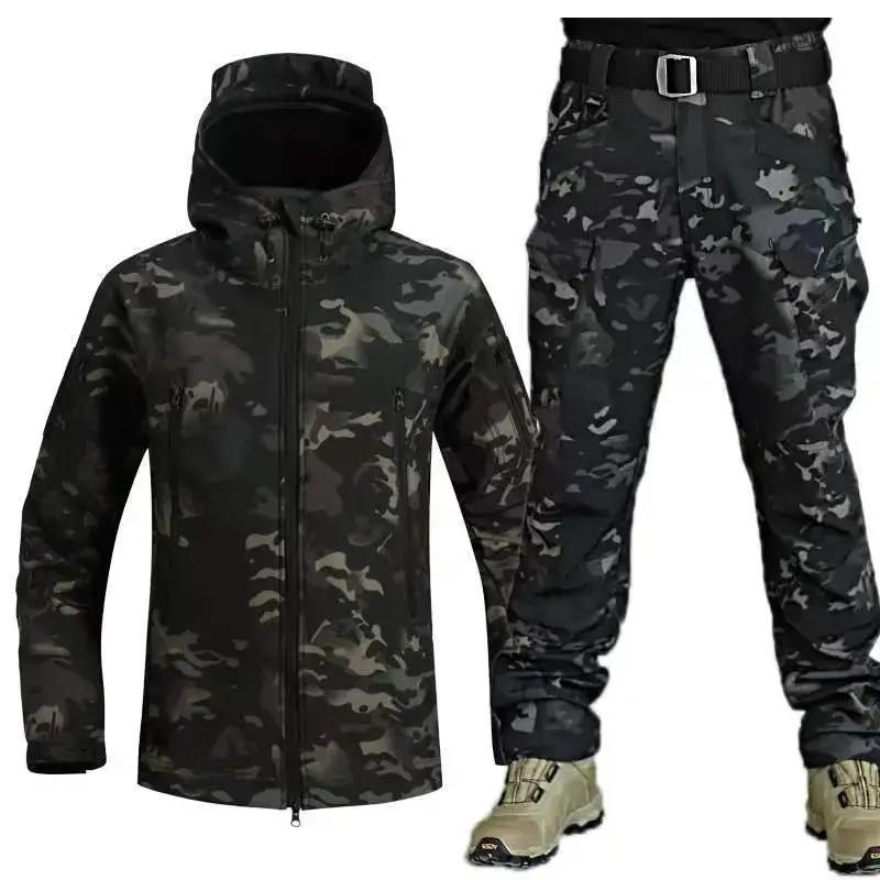 Tactical Military Shark Skin Soft Shell Jacket Set Men