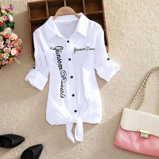 Women Shirts White Cardigan Long top casual designer style