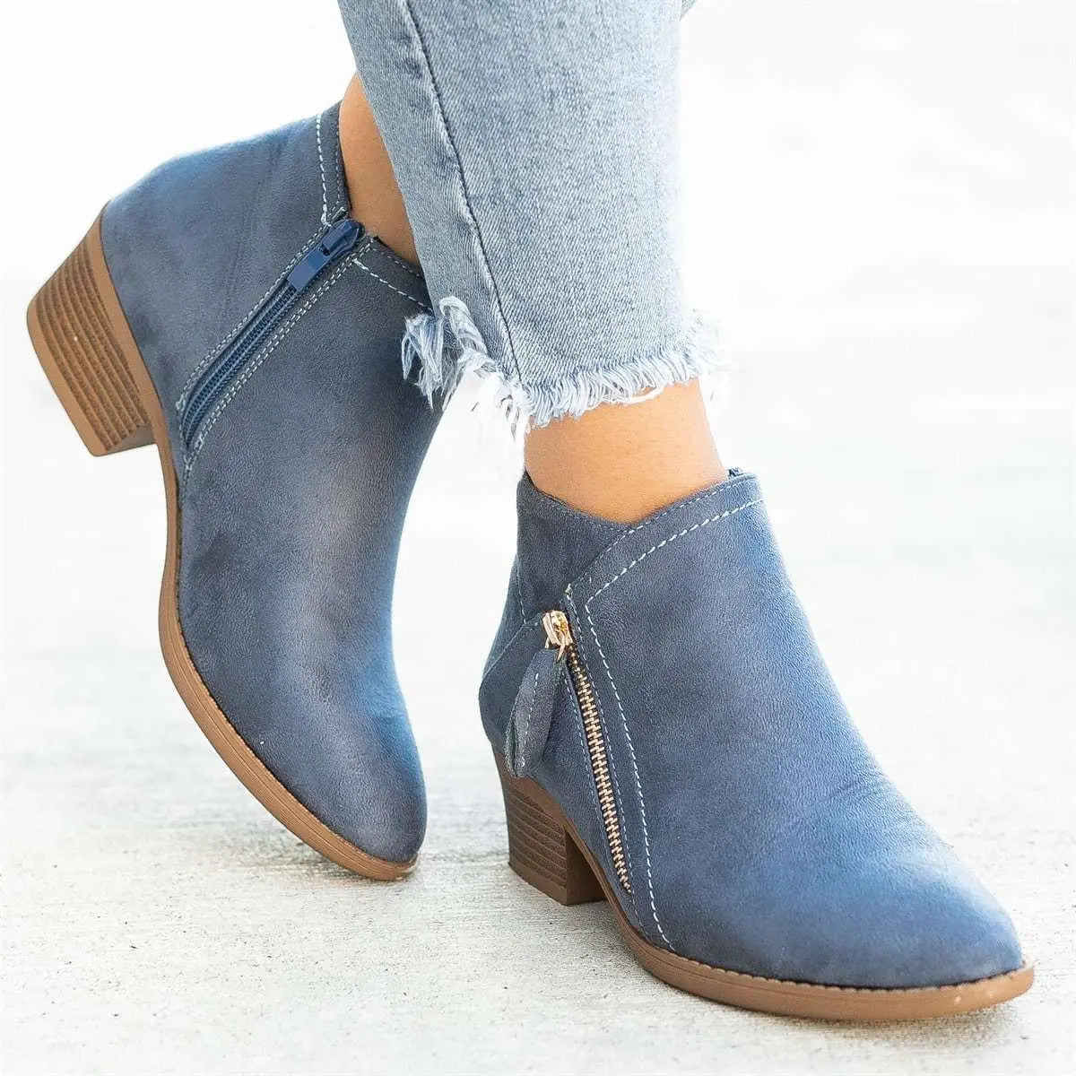 Women Boots Mid Heel Retro Short Booties