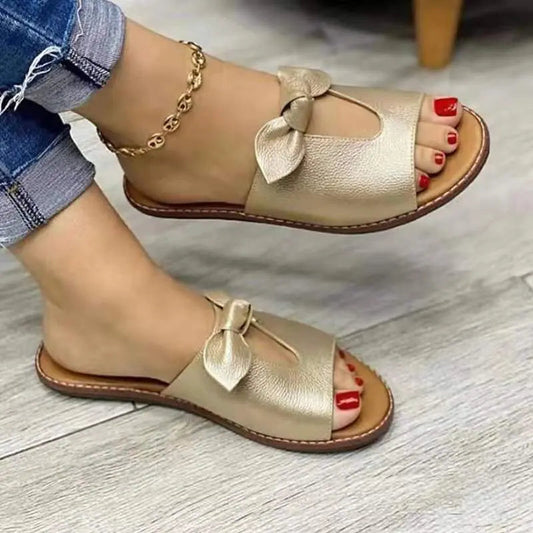 Women's Beauty Soft Leather Slide Sandals Sale